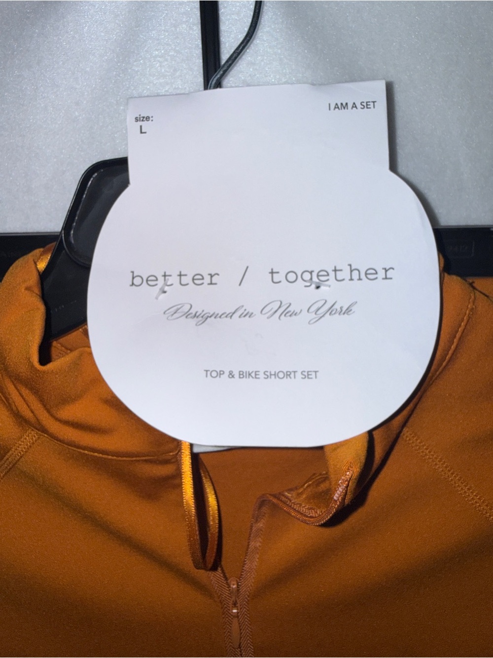 better / together Womens Rust Orange Top & Bike Short Set